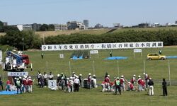 東京消防庁・板橋区の合同水防訓練が荒川河川敷で開催されました